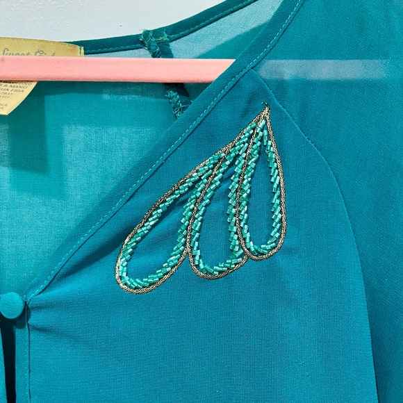 Beaded Flutter Sleeve Top - Picture 2 of 4